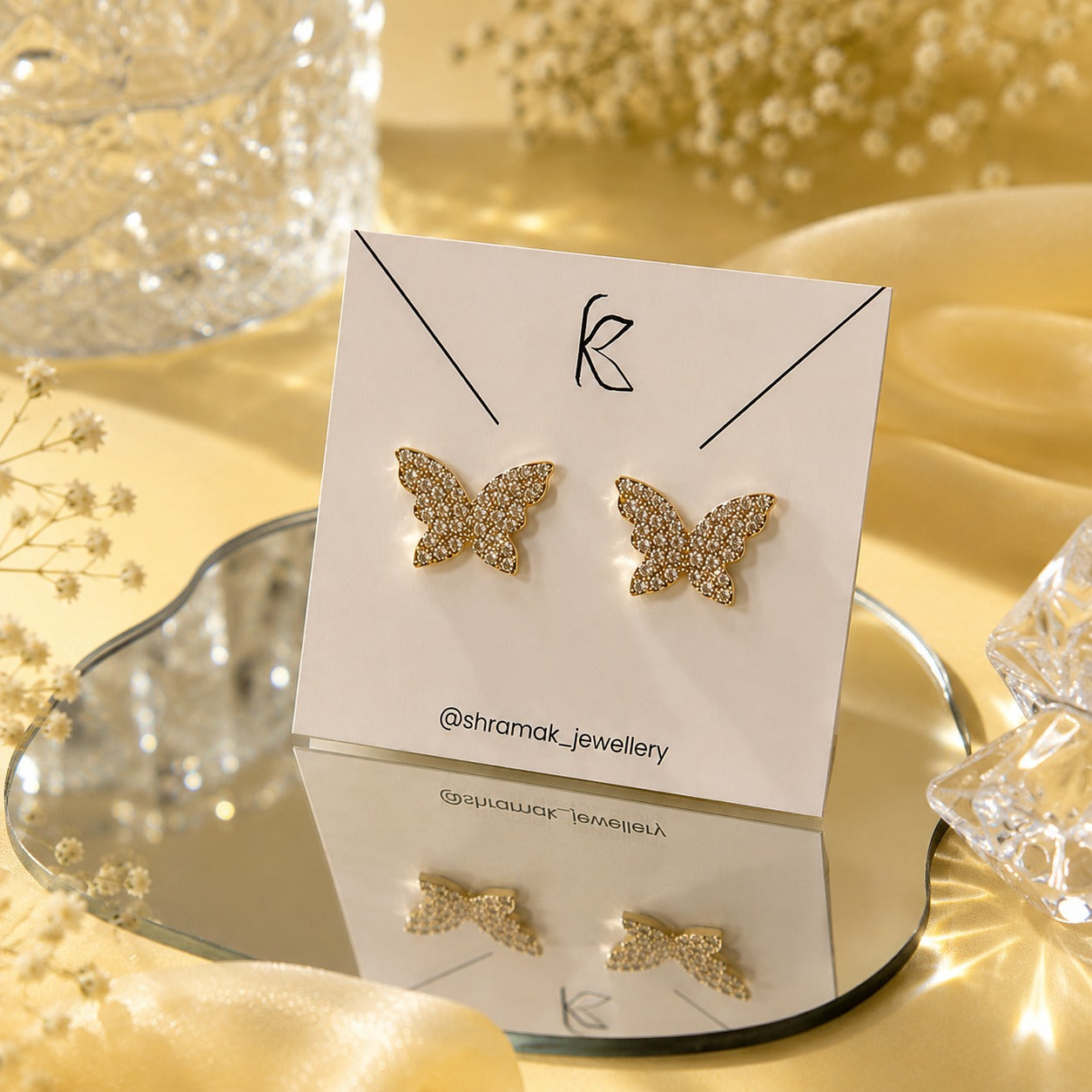 Golden Butterfly Crystal Studs