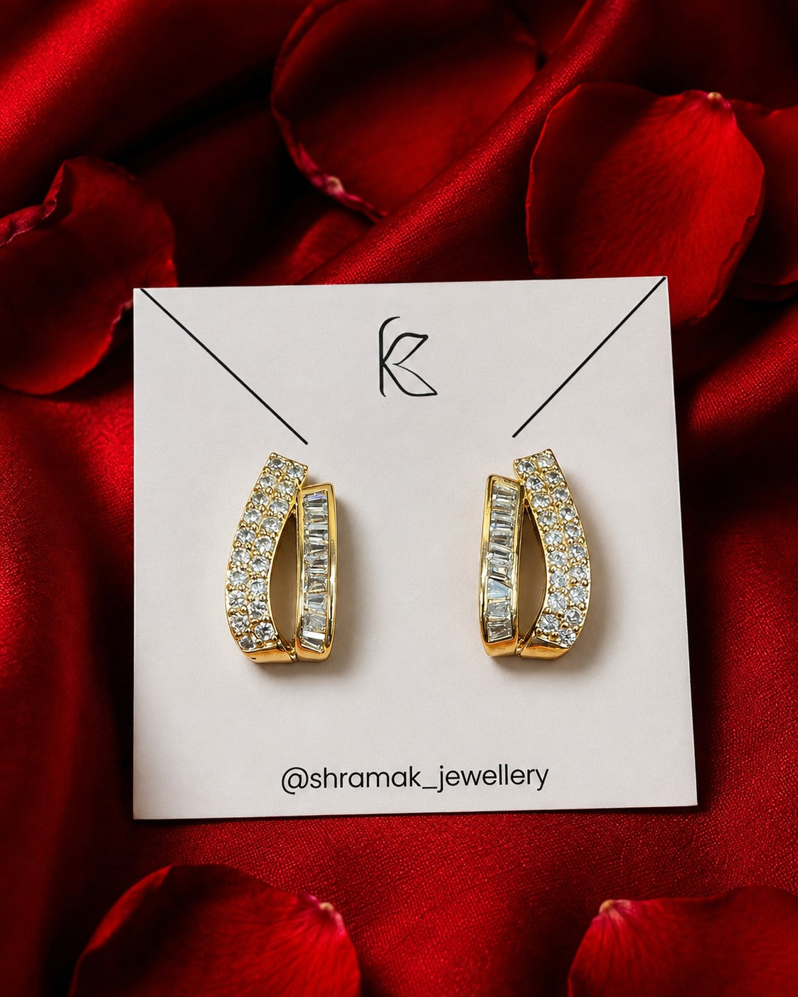 Gold-Tone Baguette CZ Crystal Statement Earrings