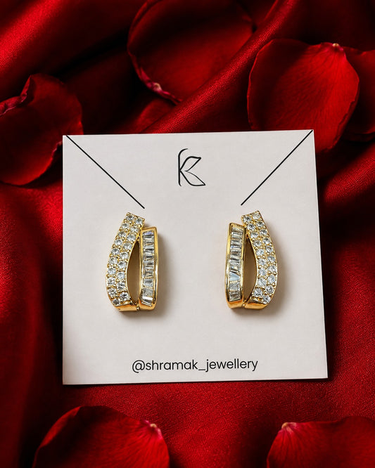 Gold-Tone Baguette CZ Crystal Statement Earrings