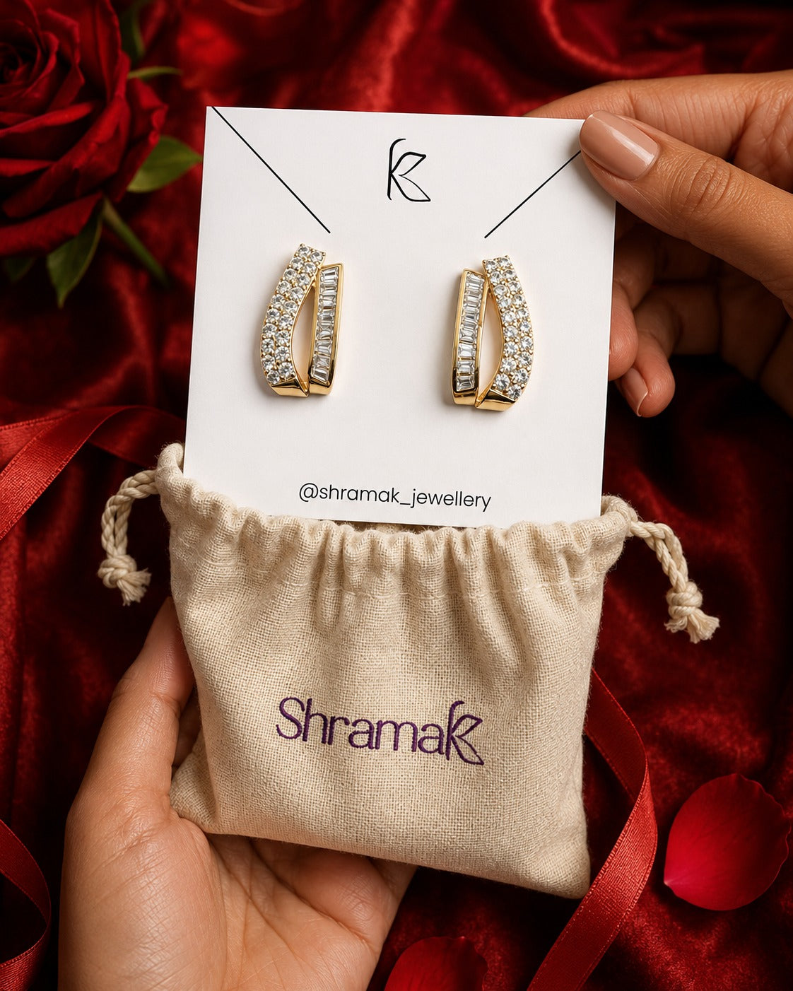 Gold-Tone Baguette CZ Crystal Statement Earrings