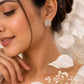 Gold-Tone Square Crystal Stud Earrings