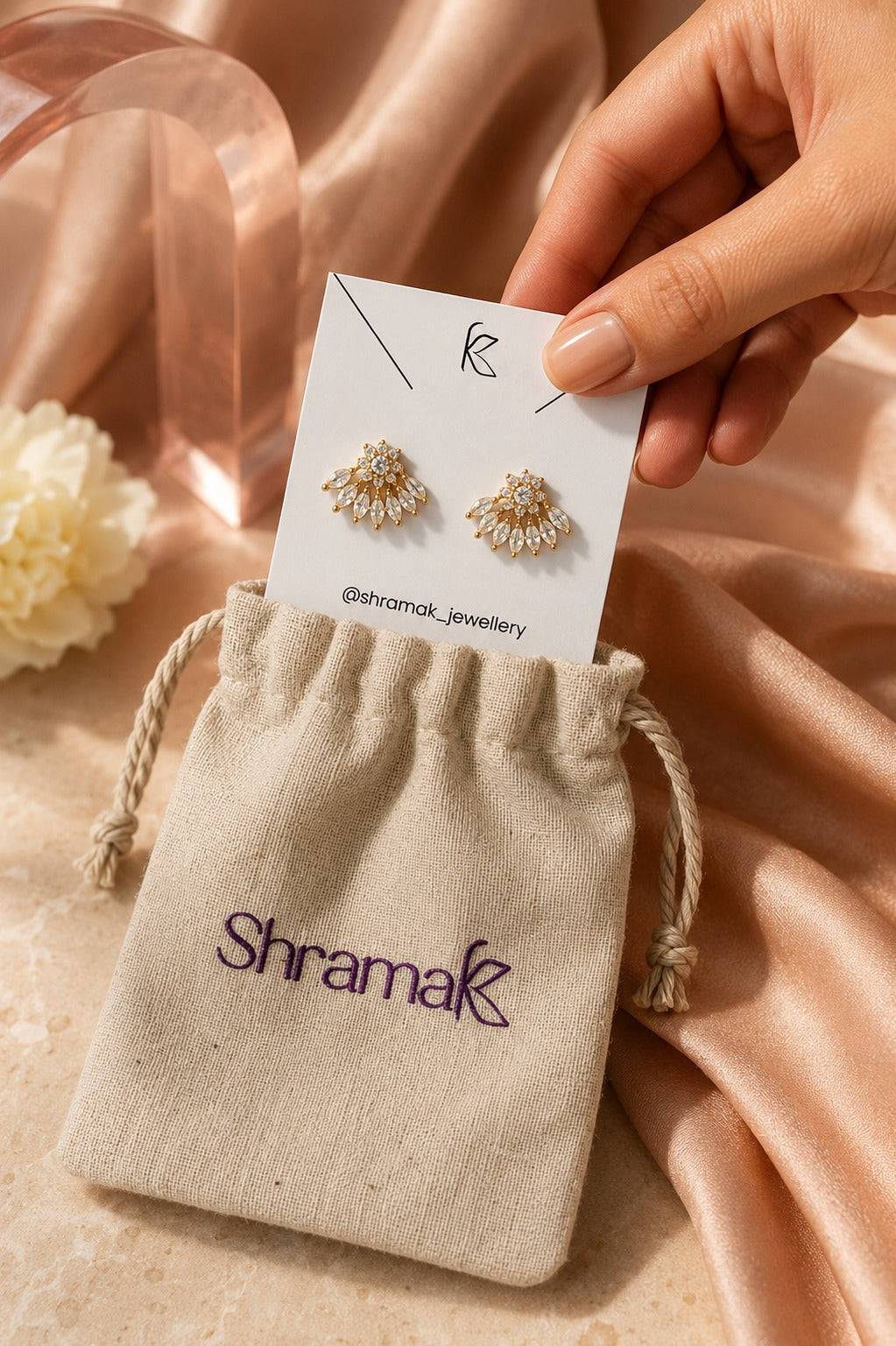 Floral Crystal Stud Earrings