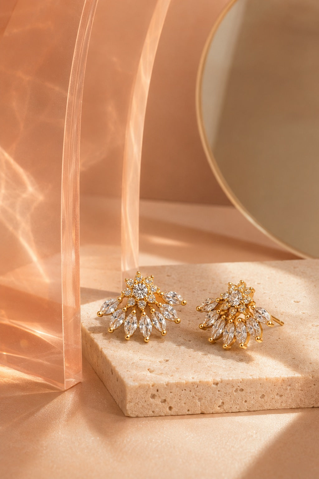 Floral Crystal Stud Earrings