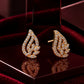 Gold-Tone Crystal Leaf Stud Earrings