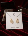 Gold-Tone Crystal Leaf Stud Earrings