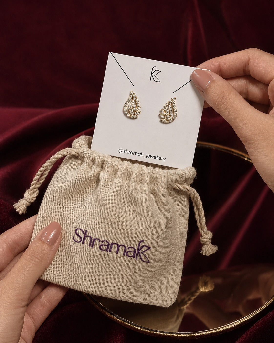 Gold-Tone Crystal Leaf Stud Earrings