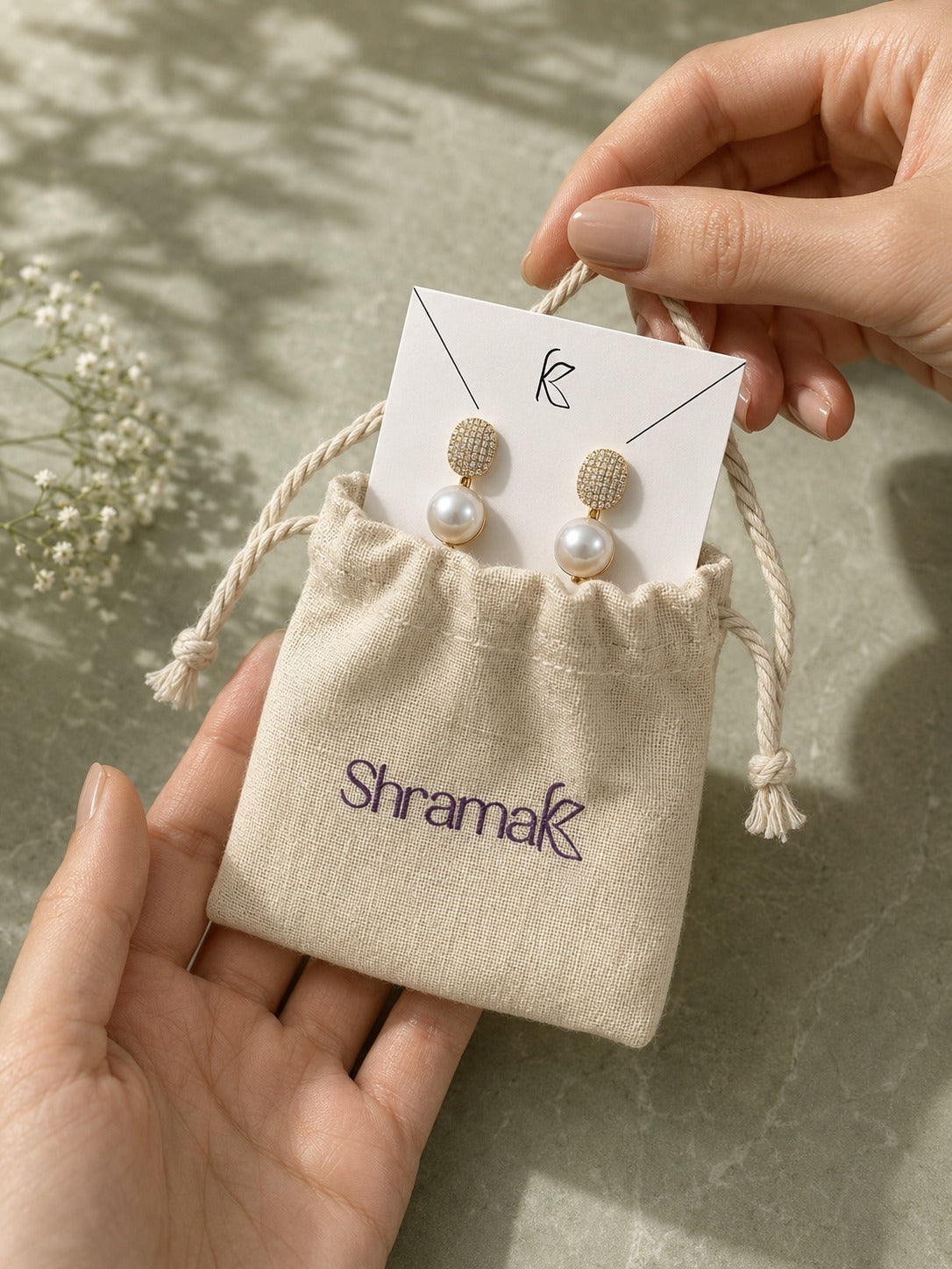 Gold-Tone Crystal &amp; Pearl Drop Earrings