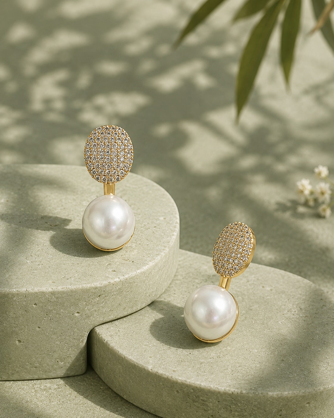 Gold-Tone Crystal &amp; Pearl Drop Earrings