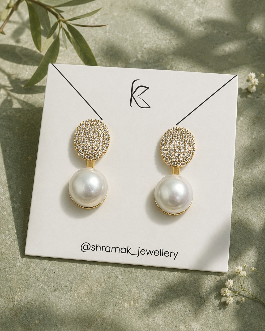 Gold-Tone Crystal &amp; Pearl Drop Earrings