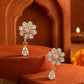 Gold-Tone Floral Crystal Drop Earrings