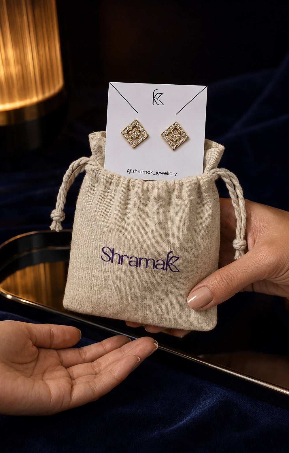Gold-Tone Geometric CZ Stud Earrings