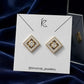 Gold-Tone Geometric CZ Stud Earrings
