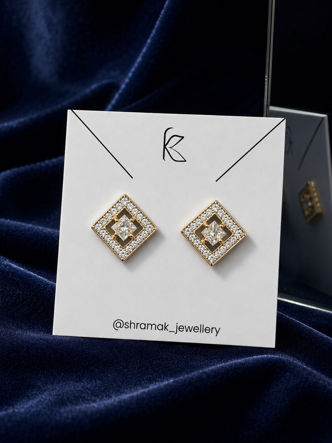 Gold-Tone Geometric CZ Stud Earrings