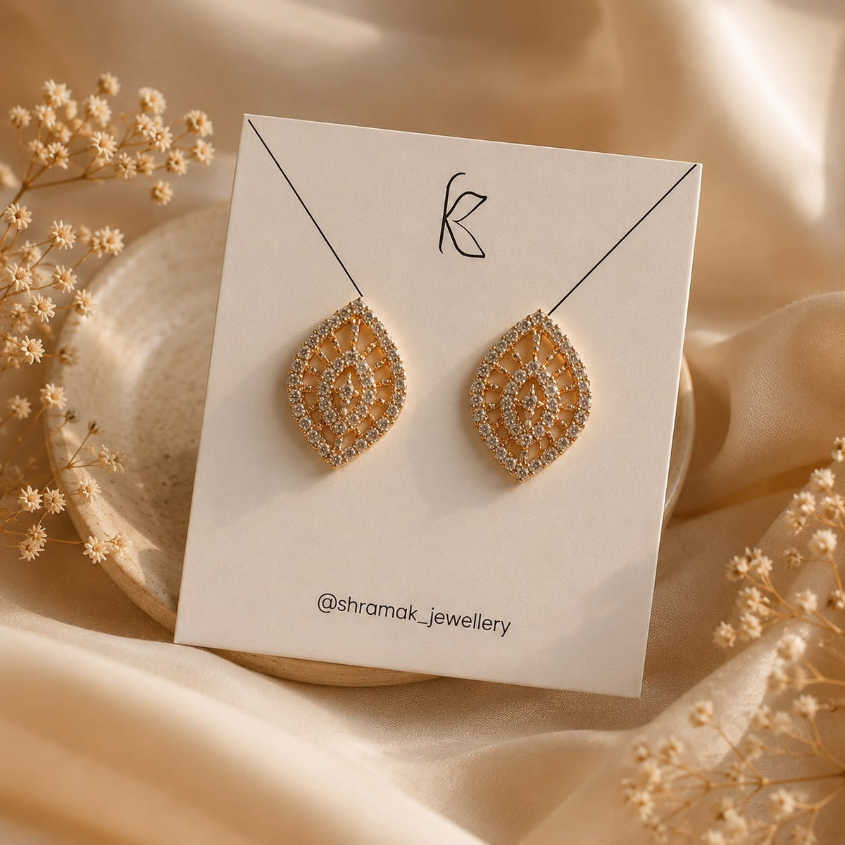 Gold-Tone Crystal Marquise Stud Earrings