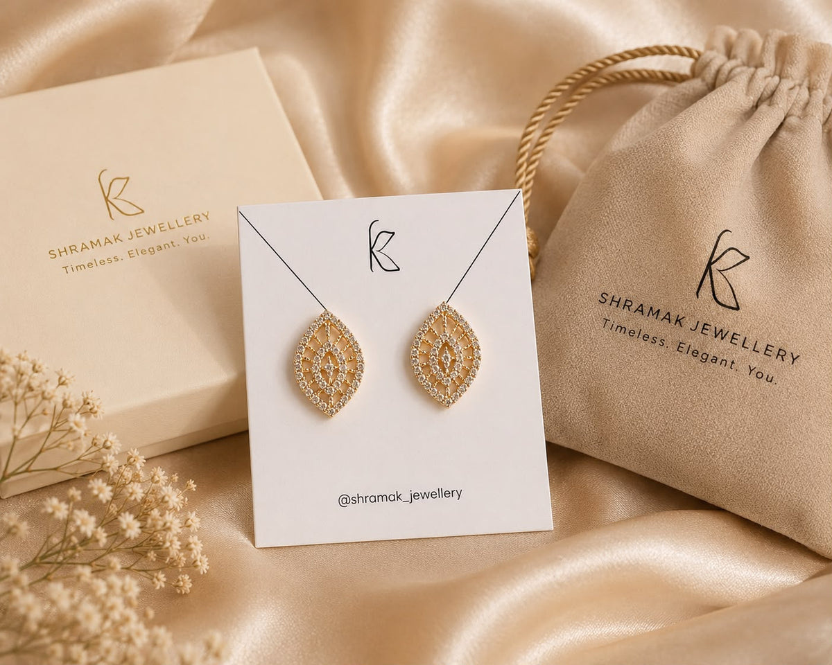 Gold-Tone Crystal Marquise Stud Earrings