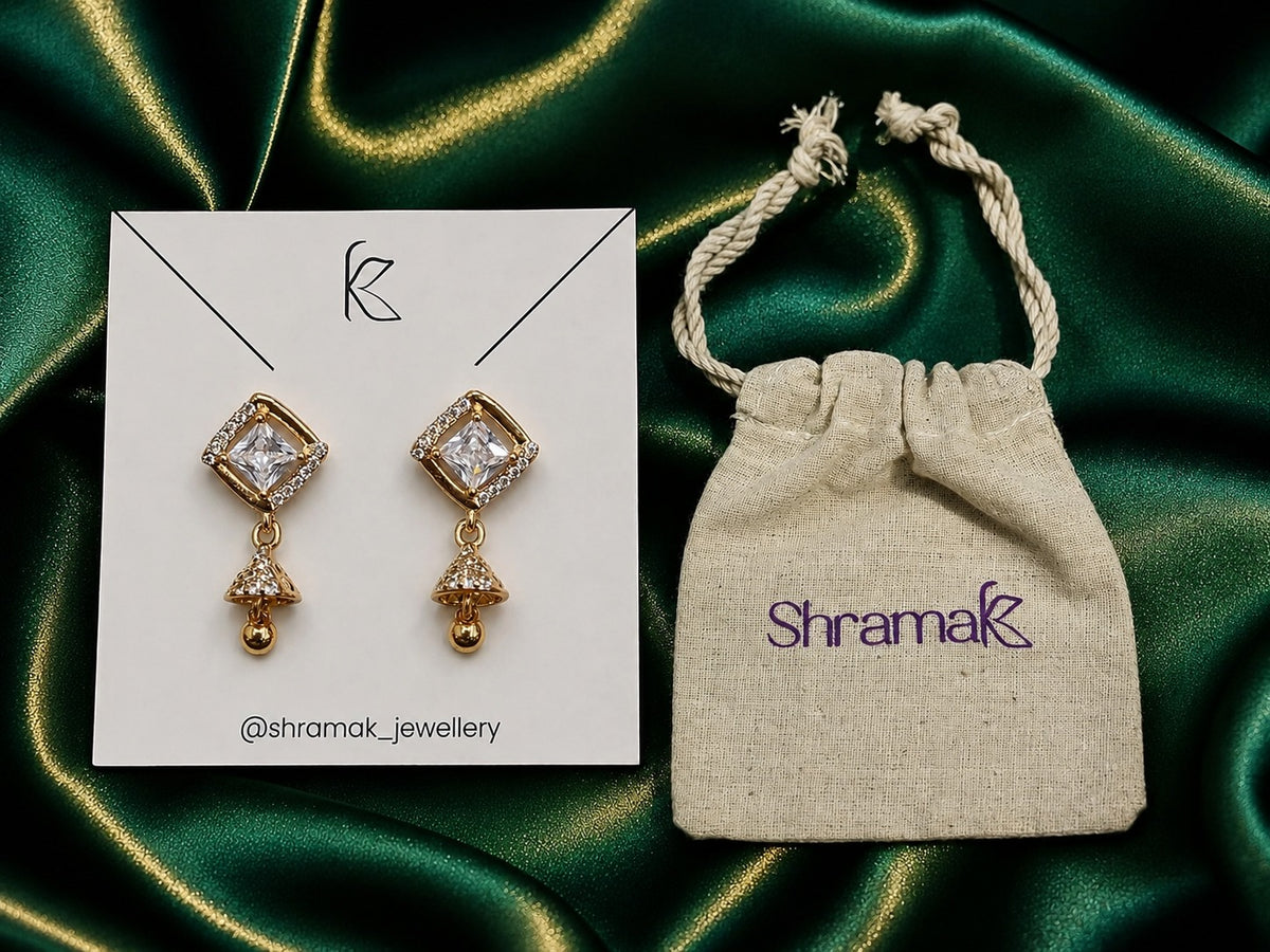 Gold-Tone Crystal Jhumka Drop Earrings