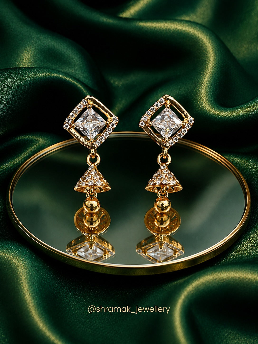 Gold-Tone Crystal Jhumka Drop Earrings