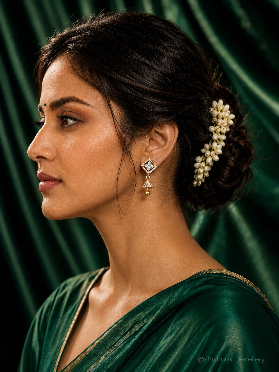 Gold-Tone Crystal Jhumka Drop Earrings