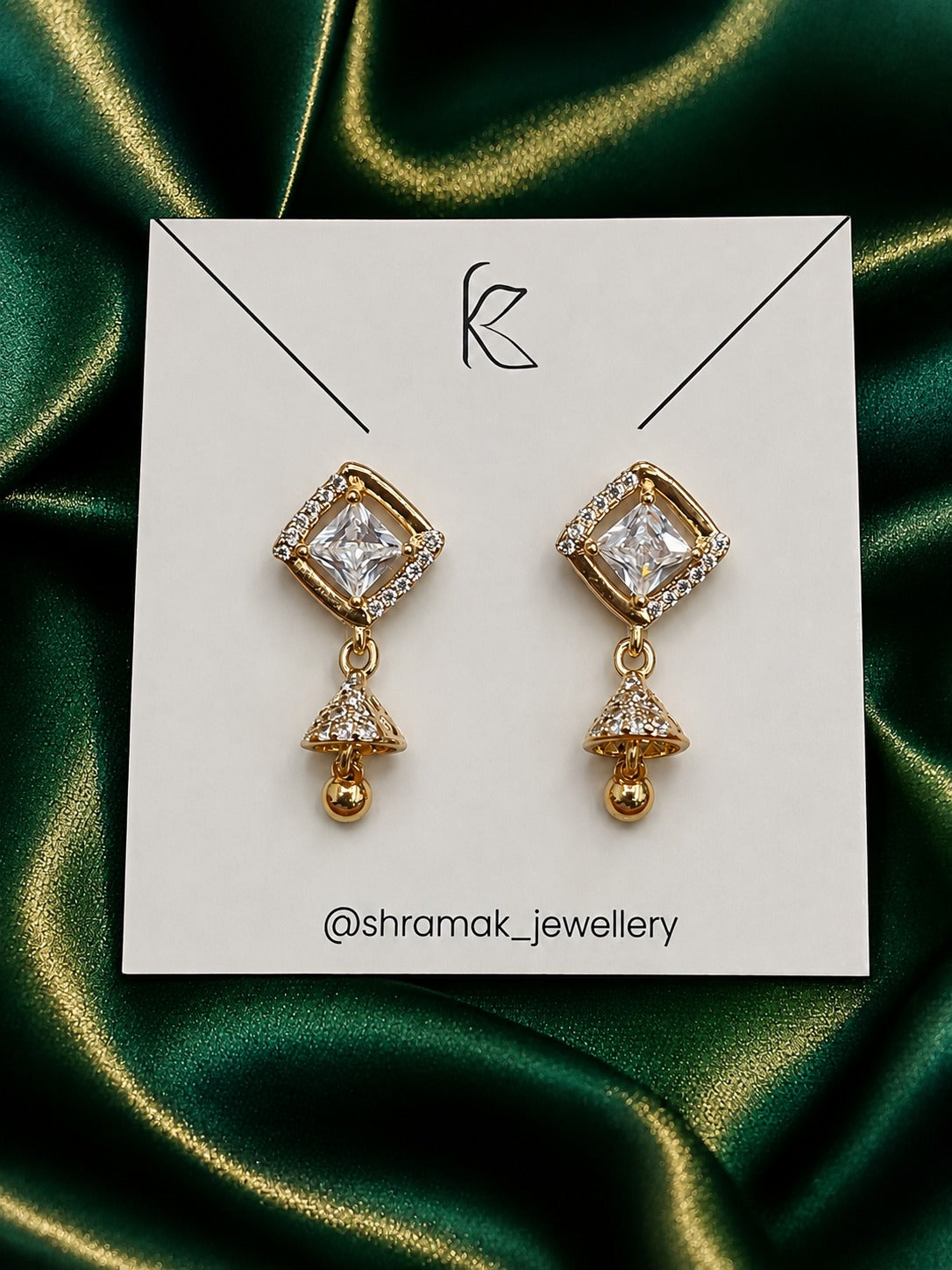 Gold-Tone Crystal Jhumka Drop Earrings