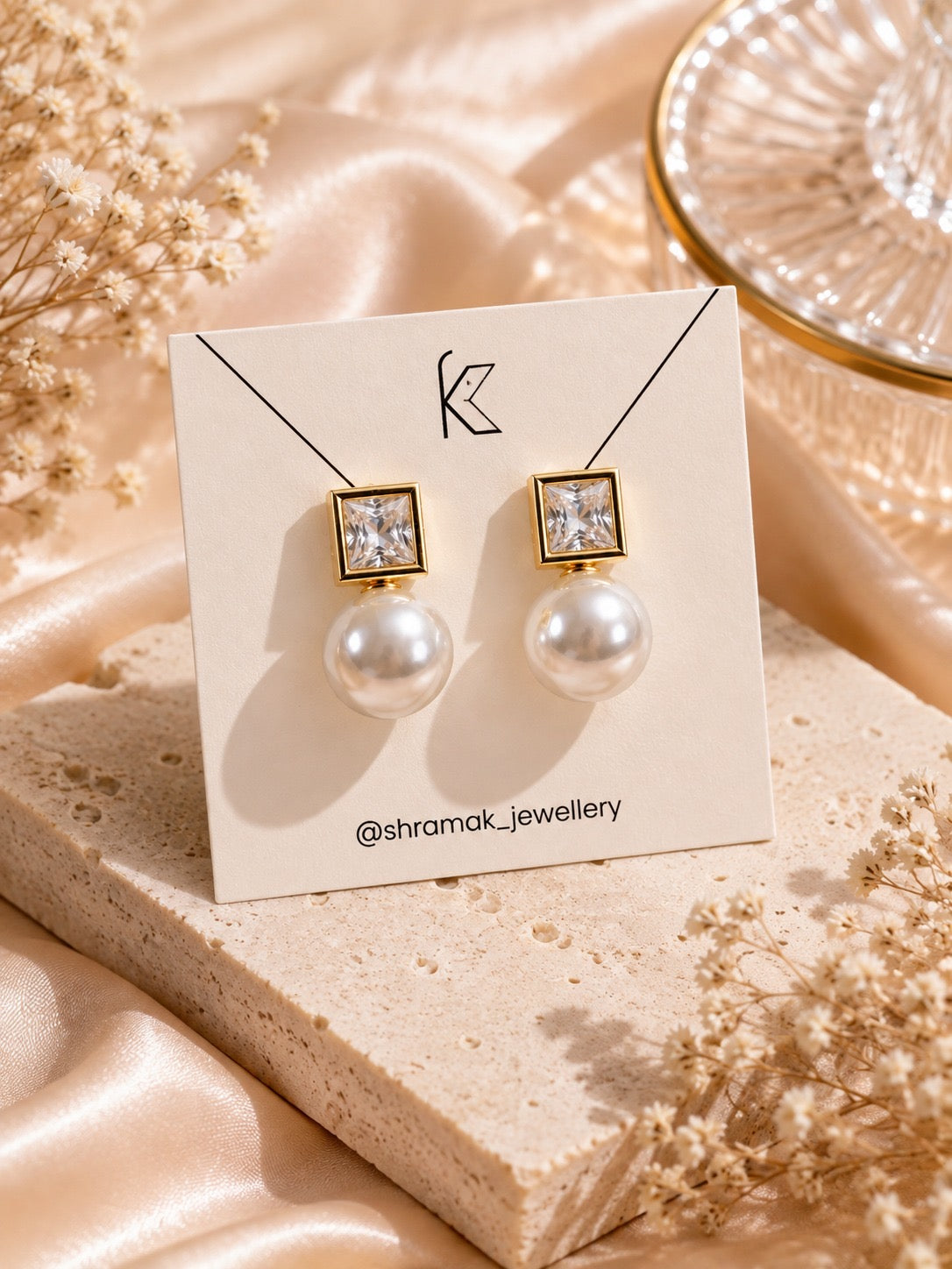 Pearl Luxe Crystal Stud Earrings.