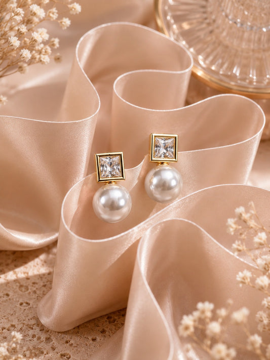 Pearl Luxe Crystal Stud Earrings.
