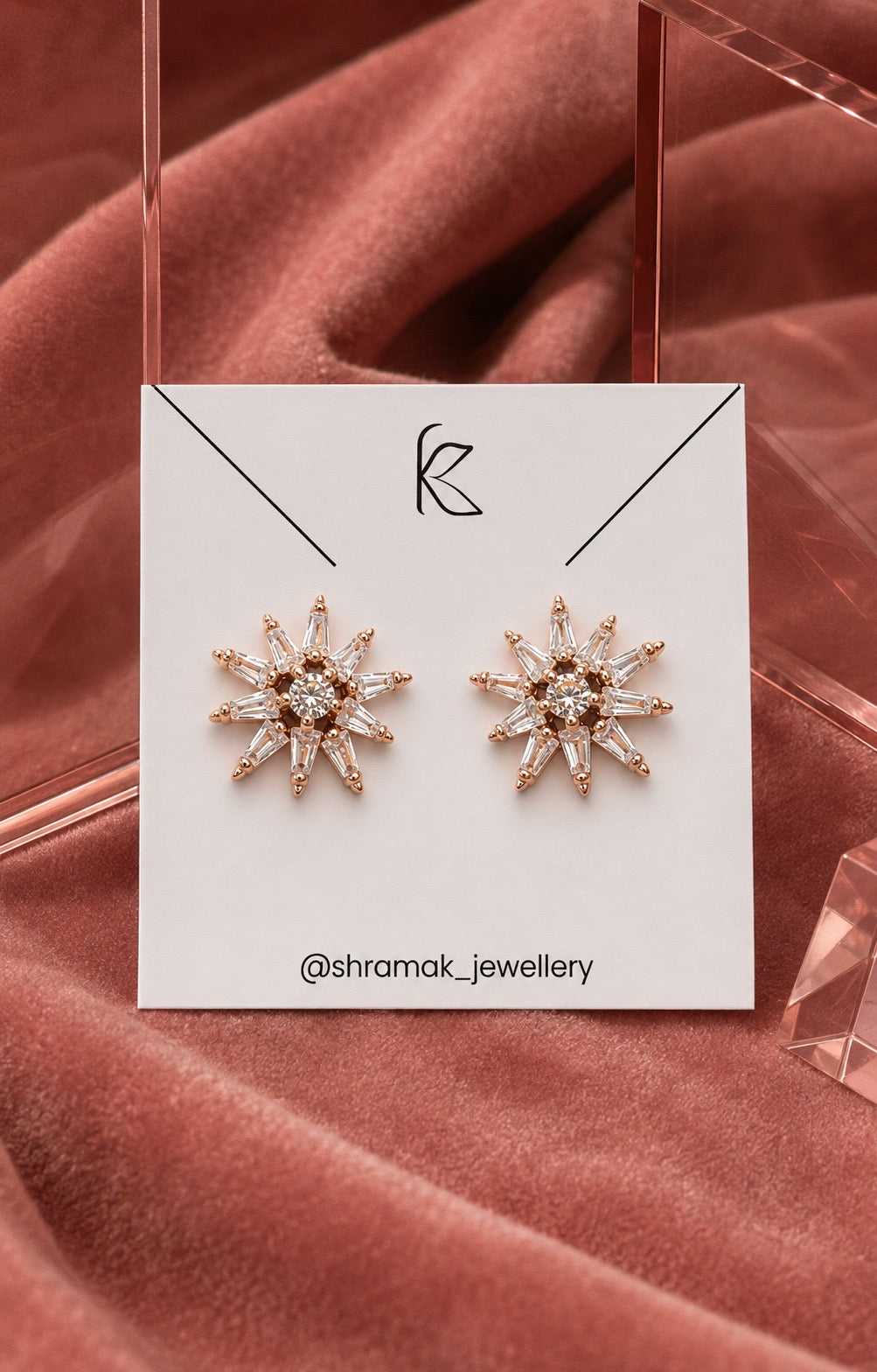 Rose-Gold Starburst Crystal Stud Earrings