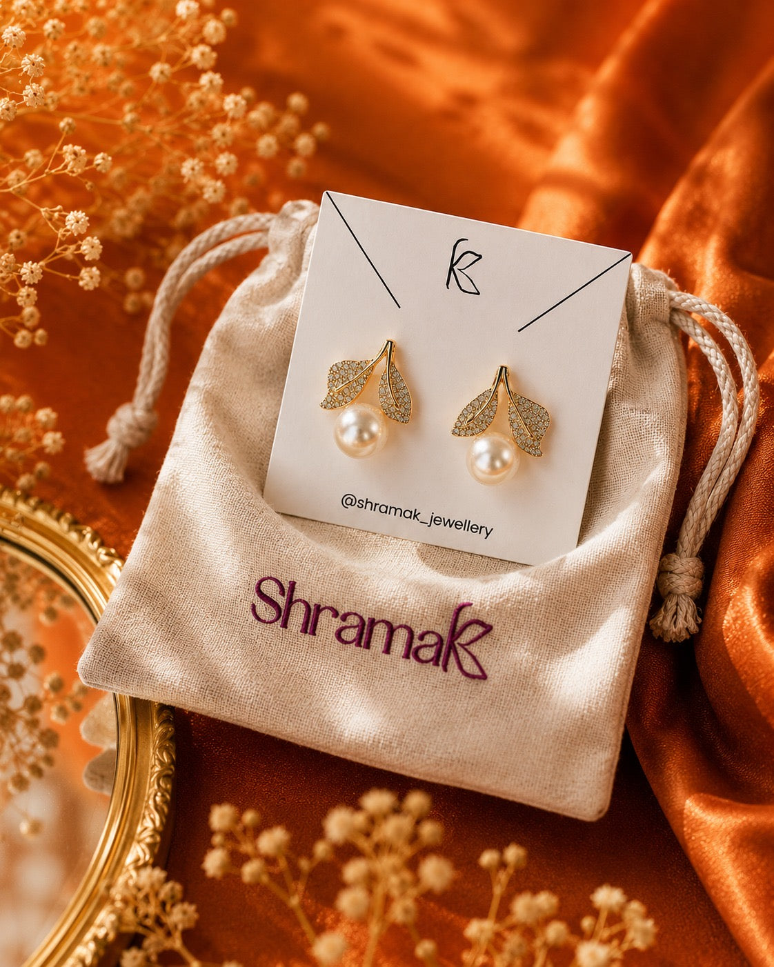Golden Pearl Bloom Earrings